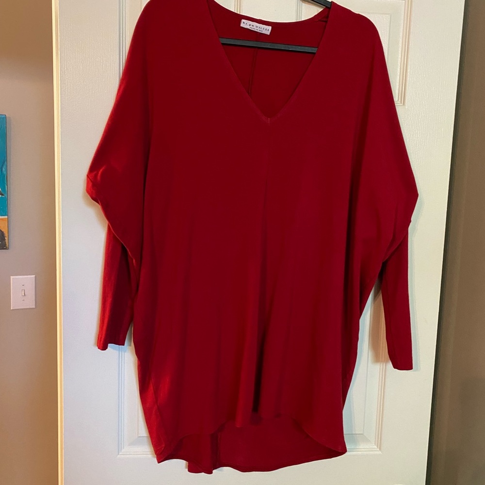 Oversized Red Bryan Walker Tunic Sweater Size Xs - image 2